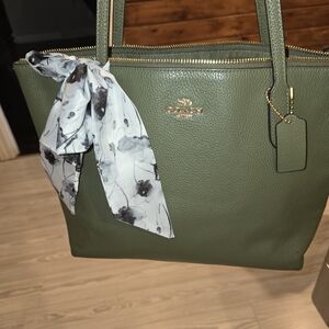 Coach Olive Green Pebbled Leather Tote